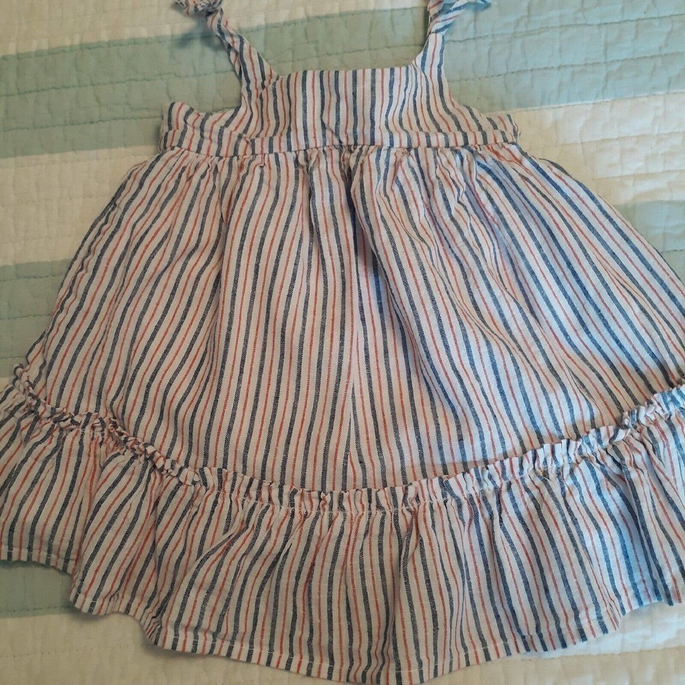 Baby Gap 3-6 mth Red White Blue Striped Ruffled Hem Sundress w/pants